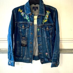 Lucky brand embroidery Jean jacket